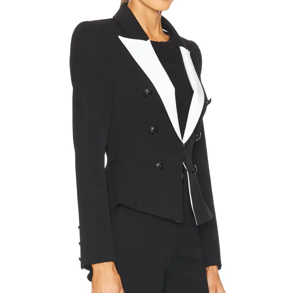 NEW L'AGENCE Andalusia Blazer Jacket in Black & White - Agence 2 XS XSmall